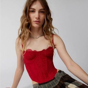 Urban Outfitters Red Lace Corset Top
